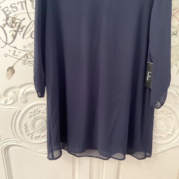Lulus Shifting Dears Dress Women's L Navy  Split Sleeves V Neck Lined NWT - Picture 6 of 16